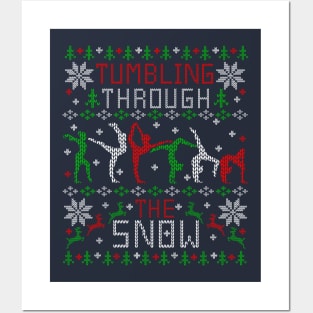 Tumbling Gymnastics Ugly Christmas Sweater Party Shirt Posters and Art